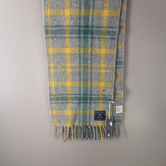 Faribault Woolen Mill Company 100% Wool Plaid Grey Green Oblong Scarf New! - Picture 9 of 15